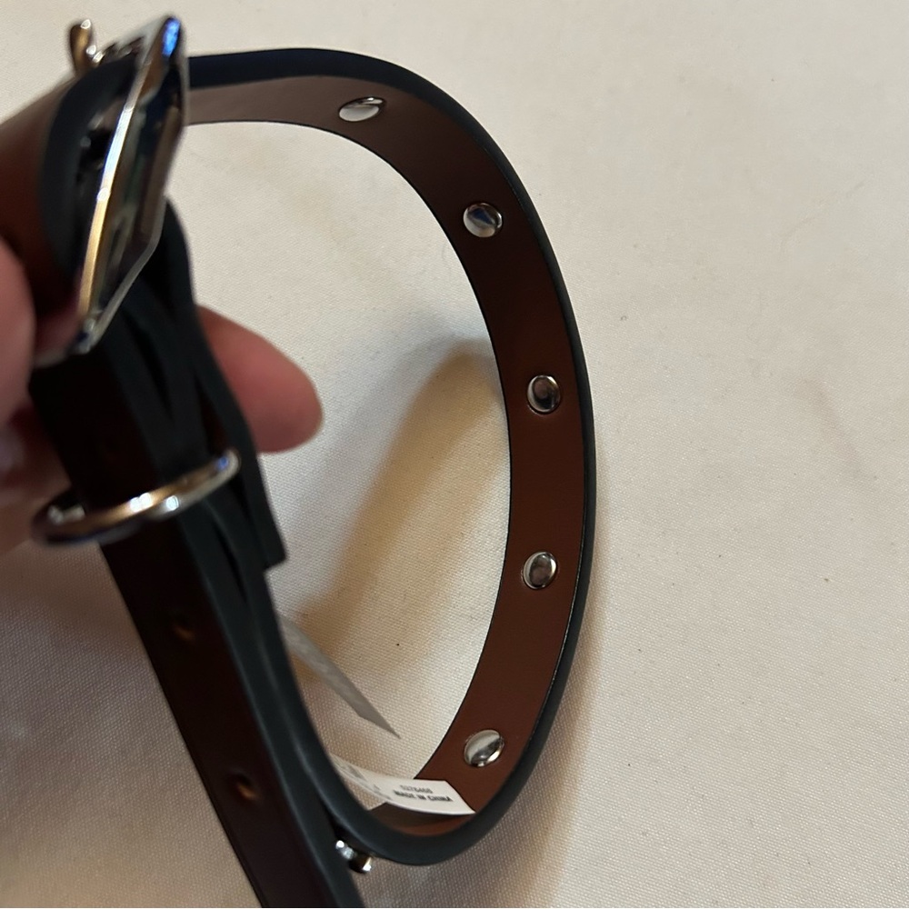 Large Brown Leather Collar with Bones